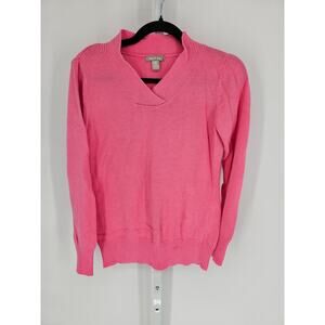 White Stag Women's Pink Long Sleeve V-Neck Blended Fiber Sweater Size M